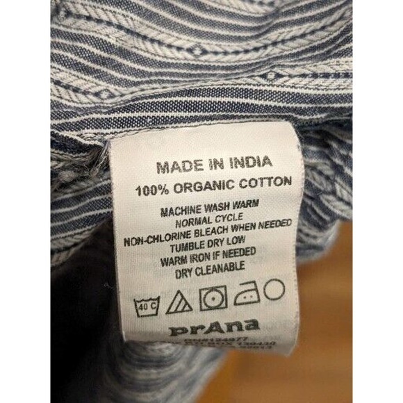 Prana Men's‎ medium/small Organic Short Sleeve Stripe Shirt Gray - Picture 4 of 4